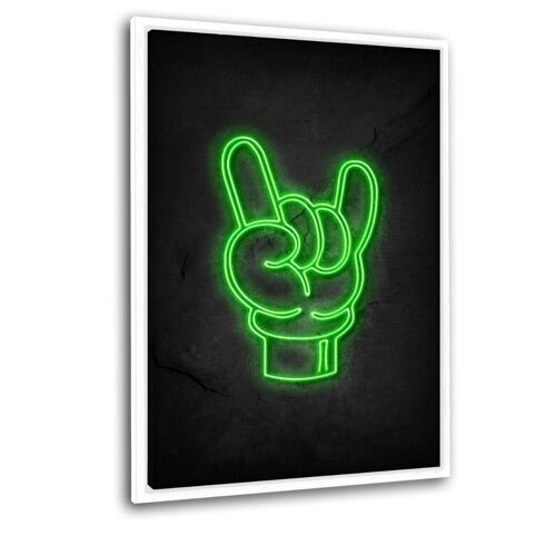 Rock on - neon #2 - Leinwandbild mit Schattenfuge