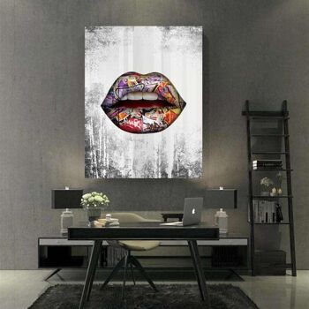 Lip : J'adore les graffitis. - Peinture sur toile avec cadre 2