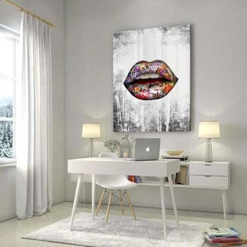 Lip : J'adore les graffitis. - Peinture sur toile avec cadre 3