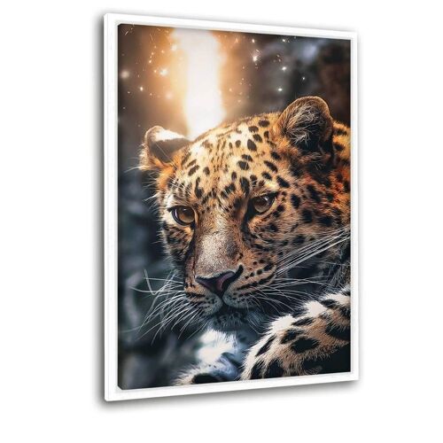 Leopard Face - Leinwandbild mit Schattenfuge