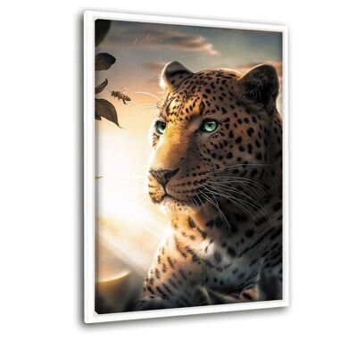 Leopard And The Bee - Leinwand mit Schattenfuge