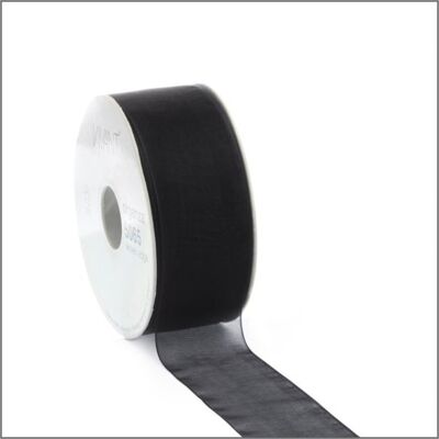Organza ribbon - black - 25mm x 50 metres