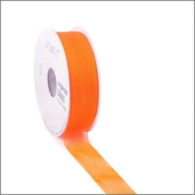 Organza ribbon - orange - 25mm x 50 meters