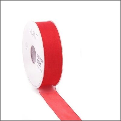 Nastro in organza - rosso - 25 mm x 50 metri