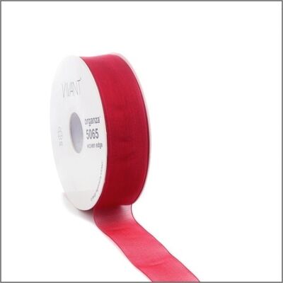 Organza ribbon - dark red - 25mm x 50 metres