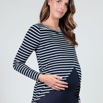 Cross striped nursing T-shirt