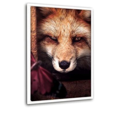 Fox & Butterfly - canvas picture with shadow gap