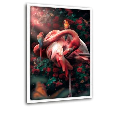 Funky Flamingo - cuadro de lienzo con hueco de sombra