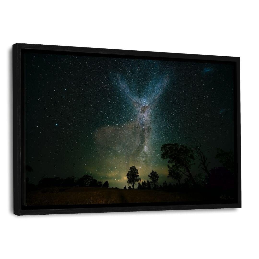Galaxy Deer - Leinwandbild mit Schattenfuge