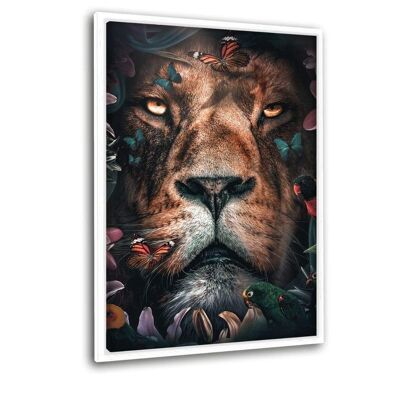 Floral Lion - canvas with shadow gap