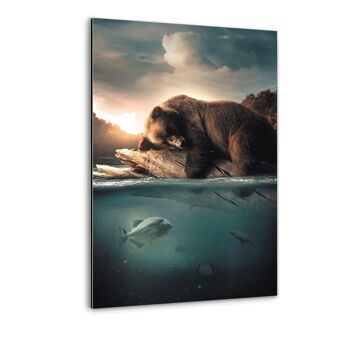 Ours flottant - tableau sur toile avec espace d'ombre 16