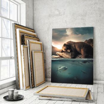 Ours flottant - tableau sur toile avec espace d'ombre 2