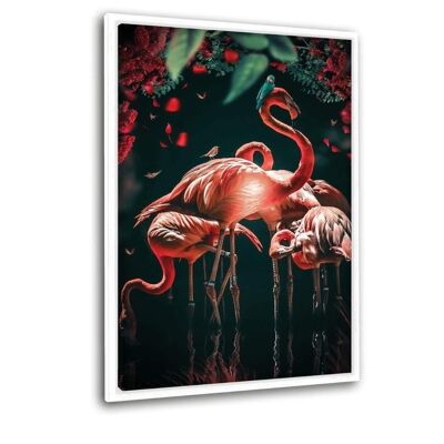 Flamingos - canvas picture with shadow gap