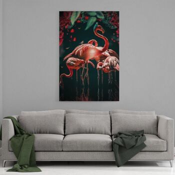 Flamants roses - tableau sur toile avec espace d'ombre 23
