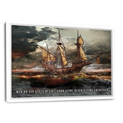 Discover new oceans - canvas picture with shadow gap