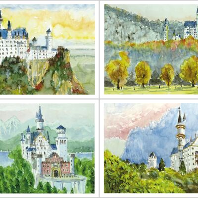 Set di biglietti d'auguri Castello di Neuschwanstein