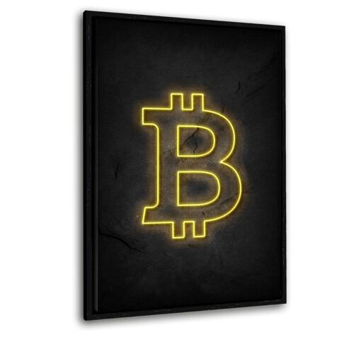 Bitcoin - neon - Leinwand mit Schattenfuge