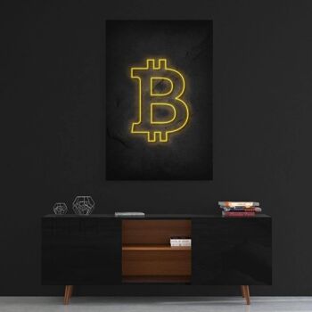 Bitcoin - néon - toile avec espace d'ombre 13