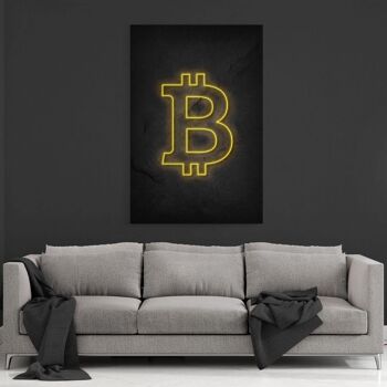 Bitcoin - néon - toile avec espace d'ombre 12