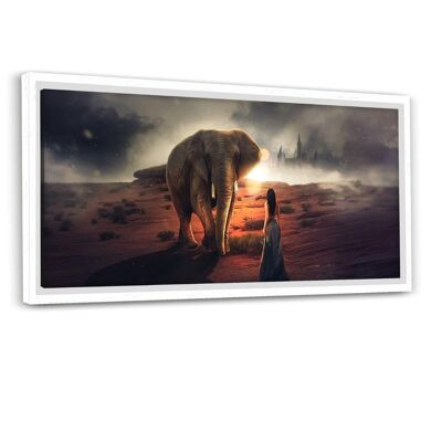 Beauty And The Elephant - Leinwandbild mit Schattenfuge