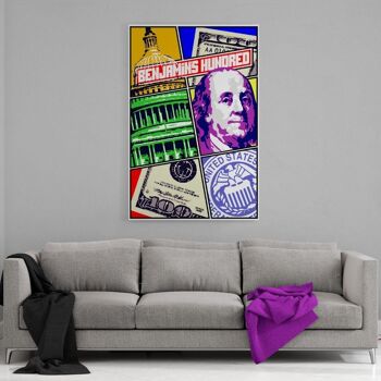 Benjamin`s Hundred - tableau sur toile avec espace d'ombre 23