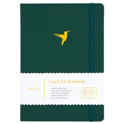 Liniertes Notizbuch – A5 – Kolibri – Waldgrün