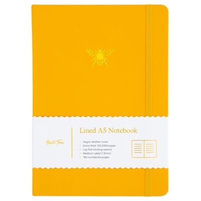 Lined Journal - A5 - Bee - Sunshine Yellow
