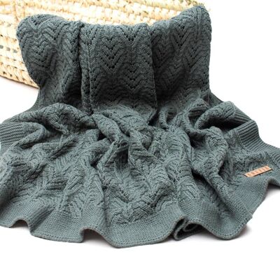 Baby Blanket | Knitted FAN | Moss Green