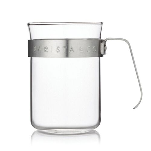 Glass Coffee Cups with Metal Handle x2