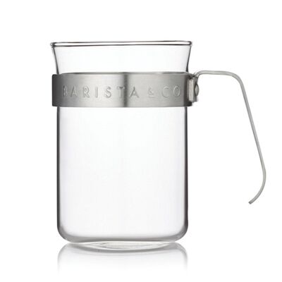 Glass Coffee Cups with Metal Handle x2