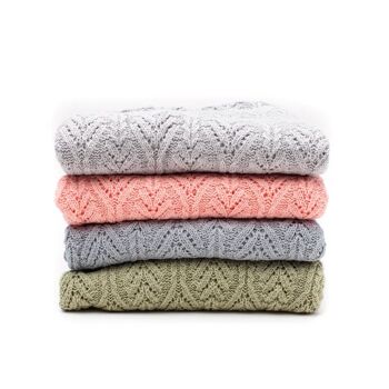 Couverture bébé | ÉVENTAIL en tricot | Gris 3