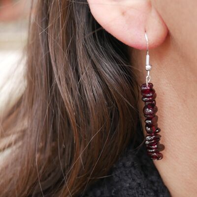 Hängende Ohrringe aus natürlichem Granat, Perlen in Chip-Form
