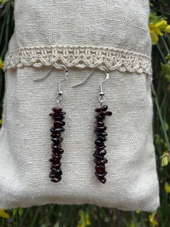 Boucles d'oreilles pendantes en Grenat naturel, perles forme chips 4