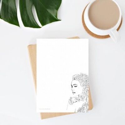 A6 notepad - Monstera adansonii, stationery plants, office supplies Urban jungle style