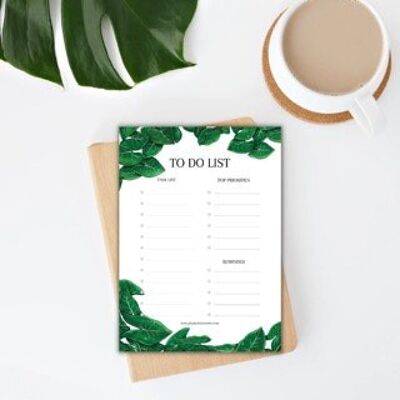 To Do Liste, Aufgabenliste, Checkliste, Organisation, Botanisches Design