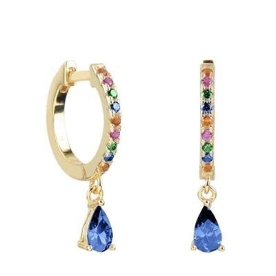 Lyssa Colors Blue Gold Earrings - Mint Flower -