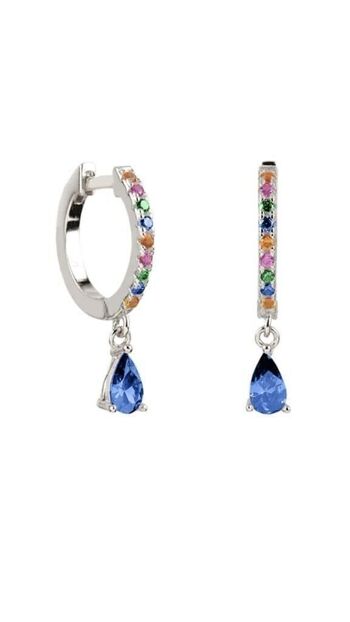 Boucles d'Oreilles Lyssa Colors Bleu Argent - Fleur de Menthe -