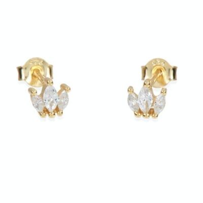 Queen Gold Earrings - Mint Flower -
