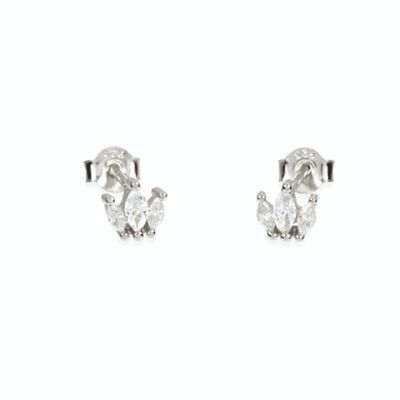 Queen Silver Earrings - Mint Flower -