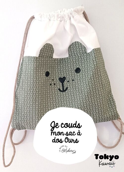 Kit créatif : Je couds mon Sac à dos Ours [Vert] - Collection Kawaii