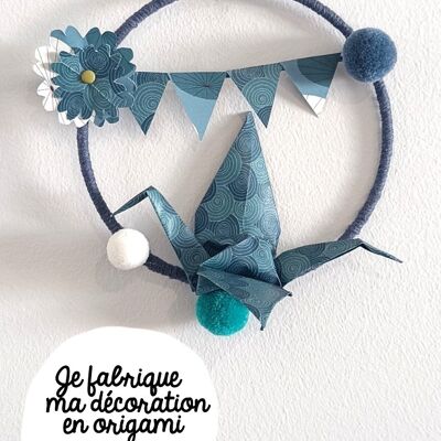 Kit créatif : Je fabrique ma Décoration en Origami [Bleu]- Collection Kawaii