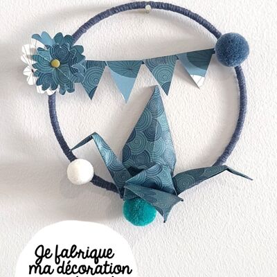 Kit créatif : Je fabrique ma Décoration en Origami [Bleu]- Collection Kawaii