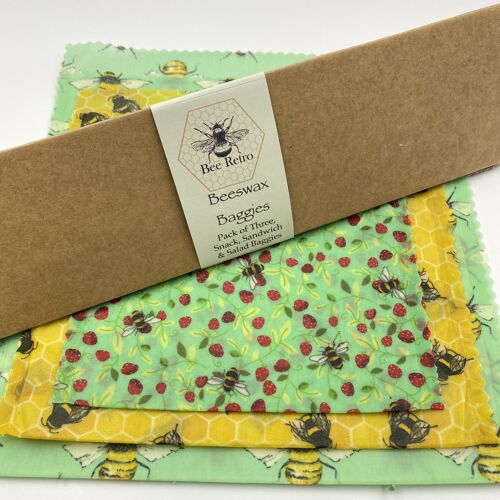Pack of three Baggies- bee design, pack of three different sizes , boxed