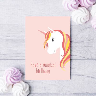 Tarjeta de cumpleaños de unicornio Tarjeta para niños Tarjeta para niños