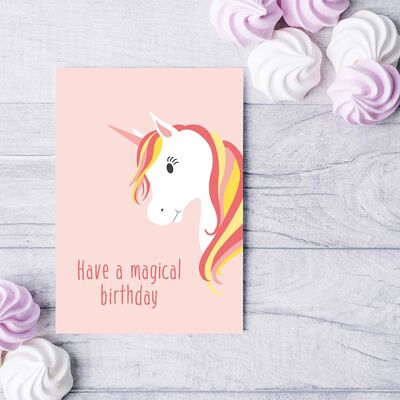 Tarjeta de cumpleaños de unicornio Tarjeta para niños Tarjeta para niños