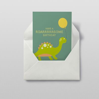 Biglietto di compleanno con dinosauro Biglietto per bambini Biglietto per bambini