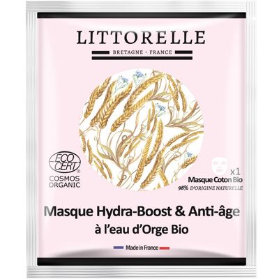 Masque Hydra-Boost & Anti-âge à l'Eau d'Orge Bio, en Coton Bio - Certifié Bio