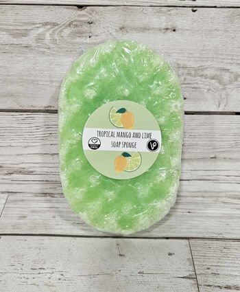 Éponge de savon exfoliante à la mangue tropicale et au citron vert 1