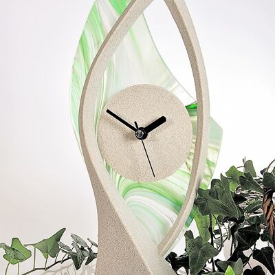 decoration clock. Made of sandstone & colored glass. Theresa model. Modern design. gift idea. Handmade from Germany. unique.