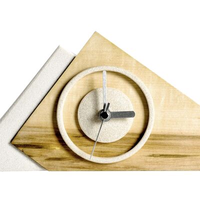 Table clock wood. Made of sandstone and maple veneer. Laura model. Trendy gift idea. Handmade from Germany.